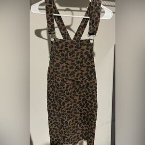 Leopard Print Overall Dress